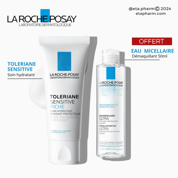 La Roche-Posay Toleriane Sensitive Riche 50ml + Eau Micellaire Ultra 50ml OFFERT