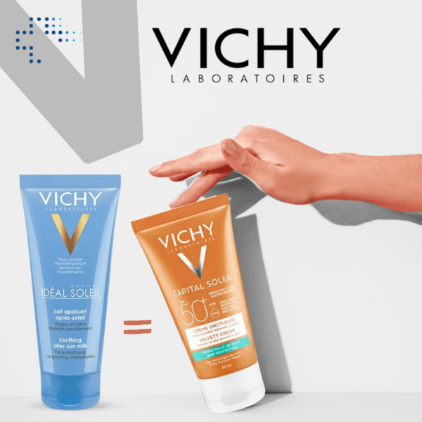 vichy capital soleil crème onctueuse protectrice spf 50+ + lait aprés soleil 100 ml offert