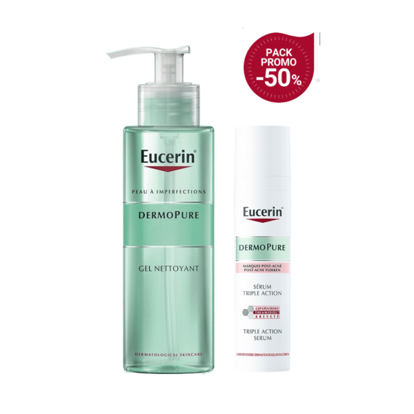 Eucerin DermoPure Pack – Serum Triple Action + Gel Nettoyant 200ml | -50%