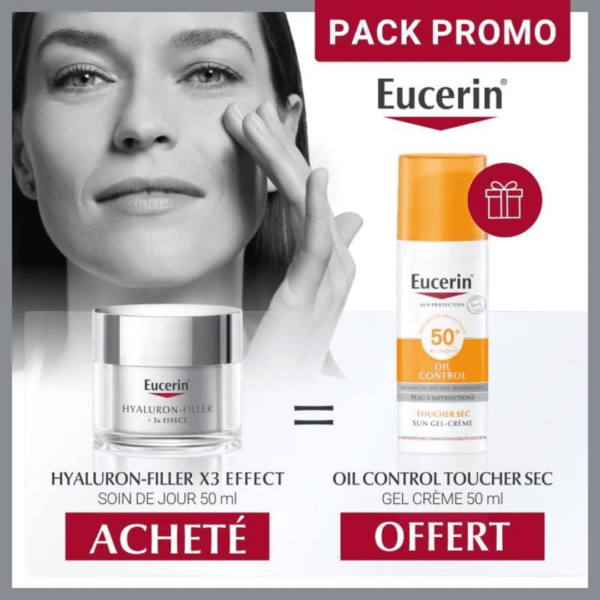 Eucerin Hyaluron Filler Soin de Jour 50 ml + Eucerin Oil Control Toucher Sec 50 ml Offert