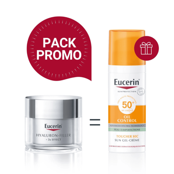 Eucerin Hyaluron Filler Soin de Jour 50 ml + Eucerin Oil Control Toucher Sec 50 ml Offert