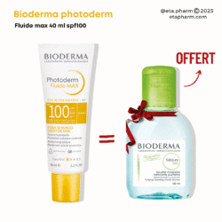 pack BIODERMA Photoderm Fluide Max Invisible Spf100 + Sebium H2O offert .