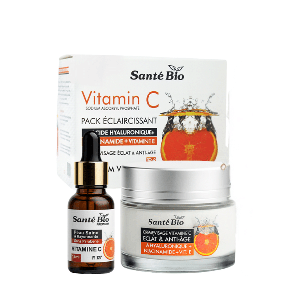 santé bio Pack Éclaircissant Vitamine C avec Crème et Sérum santé bio Pack Éclaircissant Vitamine C avec Crème et Sérum