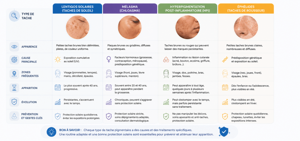 Les différents types de taches pigmentaires