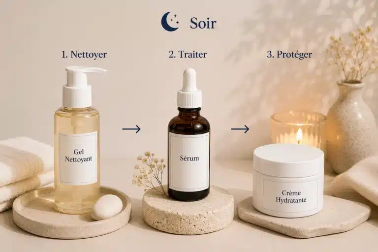 Routine anti-taches soir en 3 etapes : nettoyer, traiter, hydrater