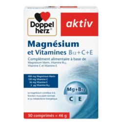 Doppelherz Aktiv Magnésium et Vitamines B12+C+E – 30 Comprimés