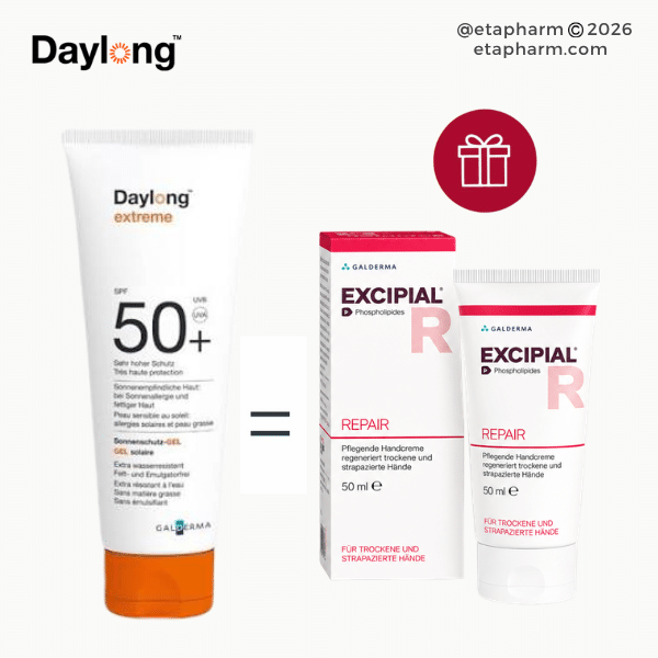 Pack Daylong Extreme 100ml SPF 50+ Excipial Repair 50 ml OFFERT. Pack Daylong Extreme SPF 50+ 100 ml – Excipial Repair 50 ml OFFERT