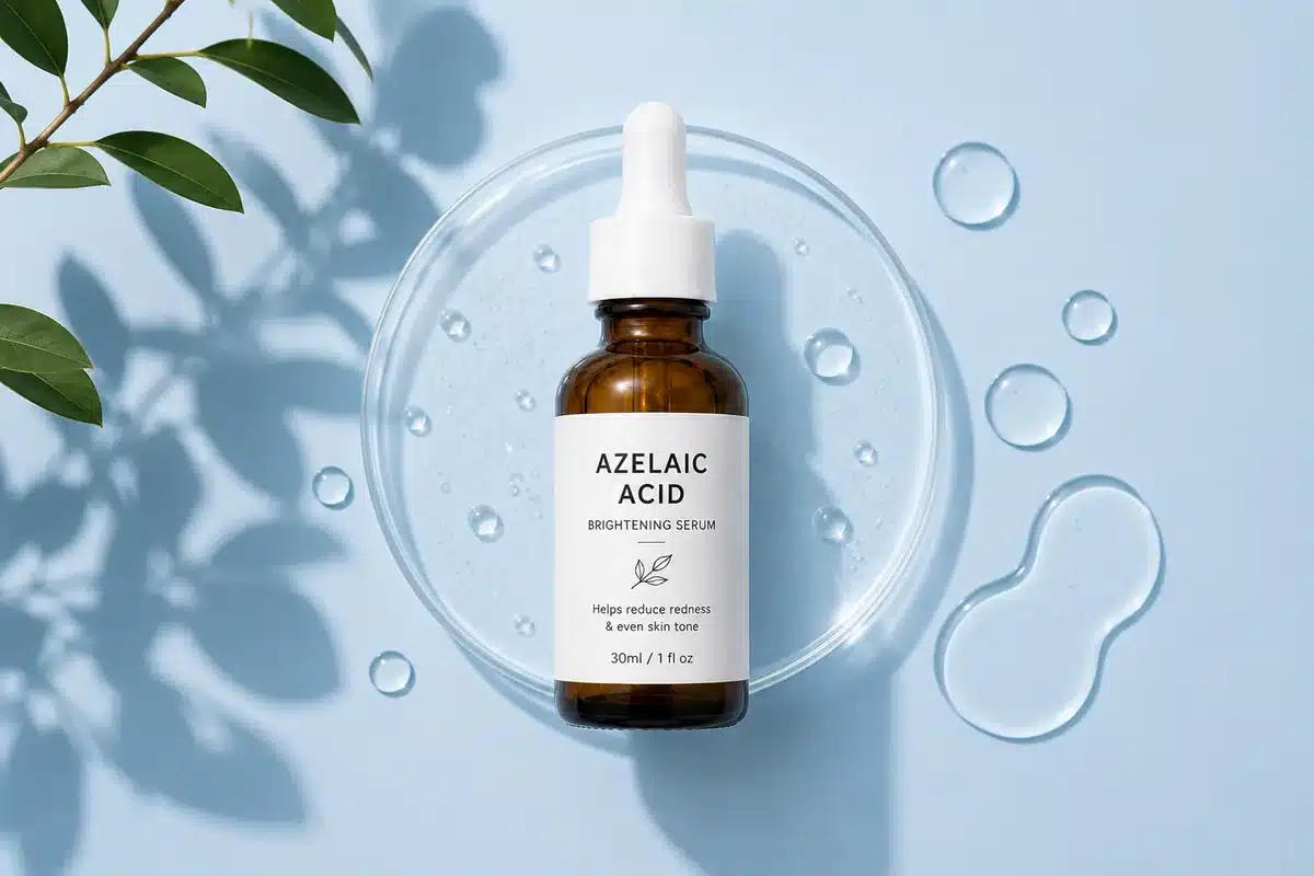 Sérum à l'acide azélaïque posé sur une coupelle de gel
